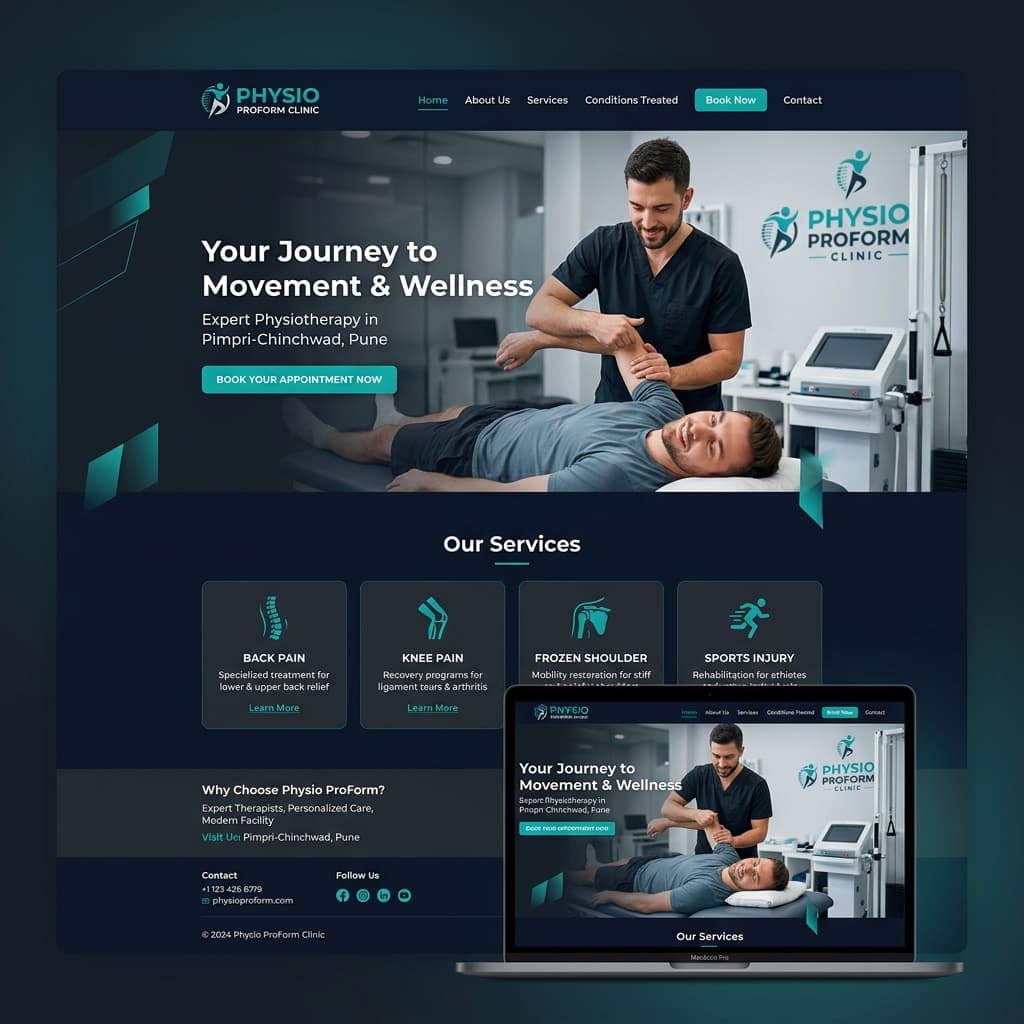 Physio ProForm Clinic website built by Devlopt Technologies